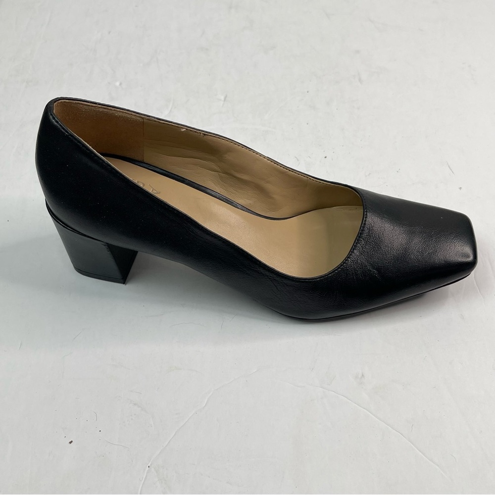 Naturalizer Karina Black Leather‎ Block Heel Square Toe Pump 8.5 Career Office